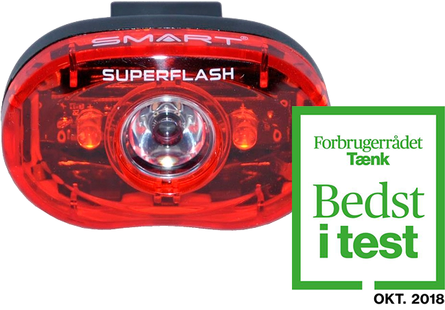 Se Baglygte SMART SuperFlash rød med batteri RL318R - Testvinder hos Cykelexperten.dk