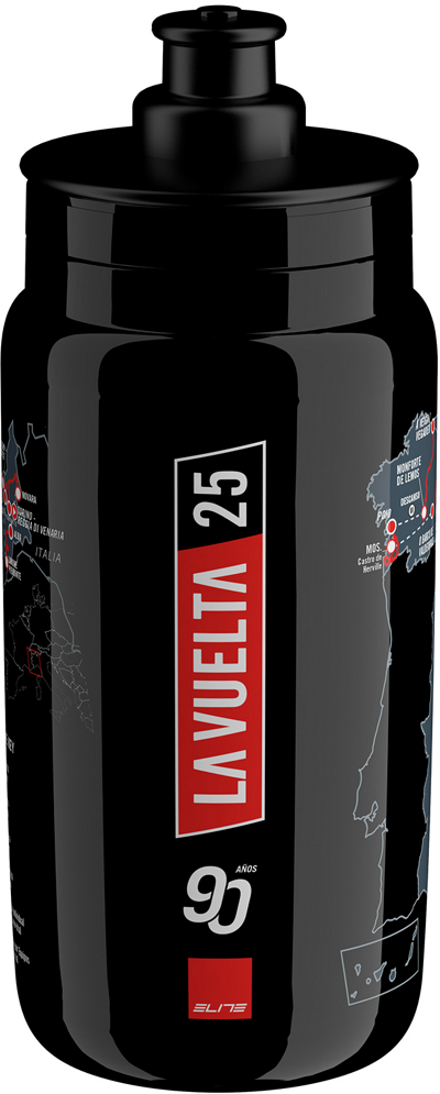 Tilbehør - Drikkedunke - Elite FLY Vuelta Black Map 2025 Drikkedunk - 550ml
