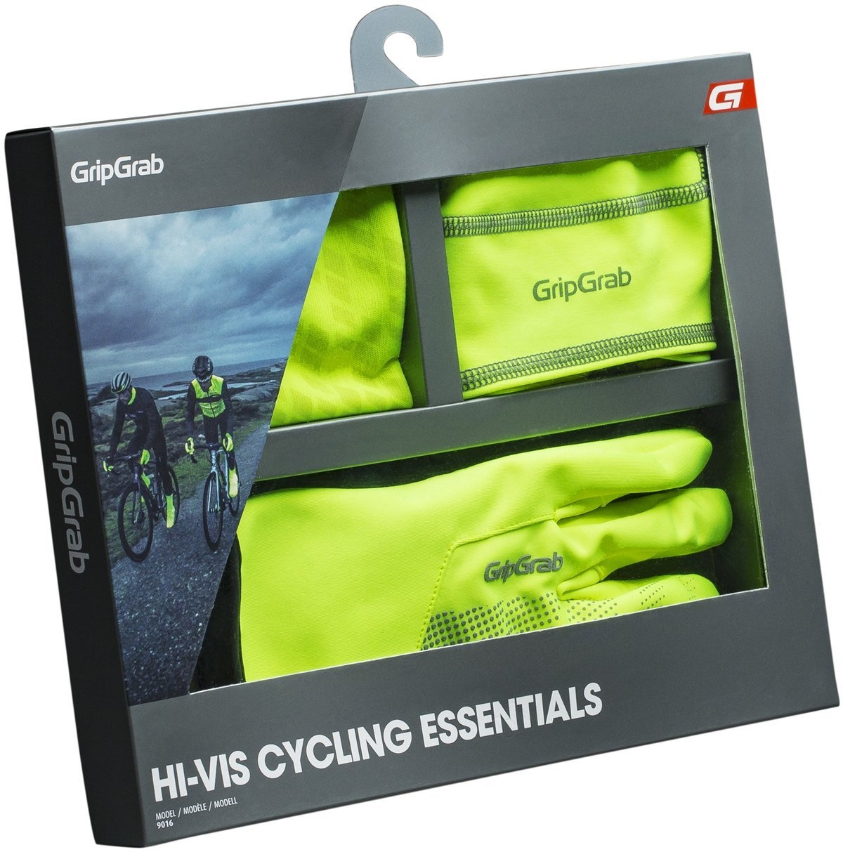 Se GripGrab Hi-Vis Gaveæske - Handsker, hue og halsedisse - Hi-Vis gul - Str. XXL hos Cykelexperten.dk