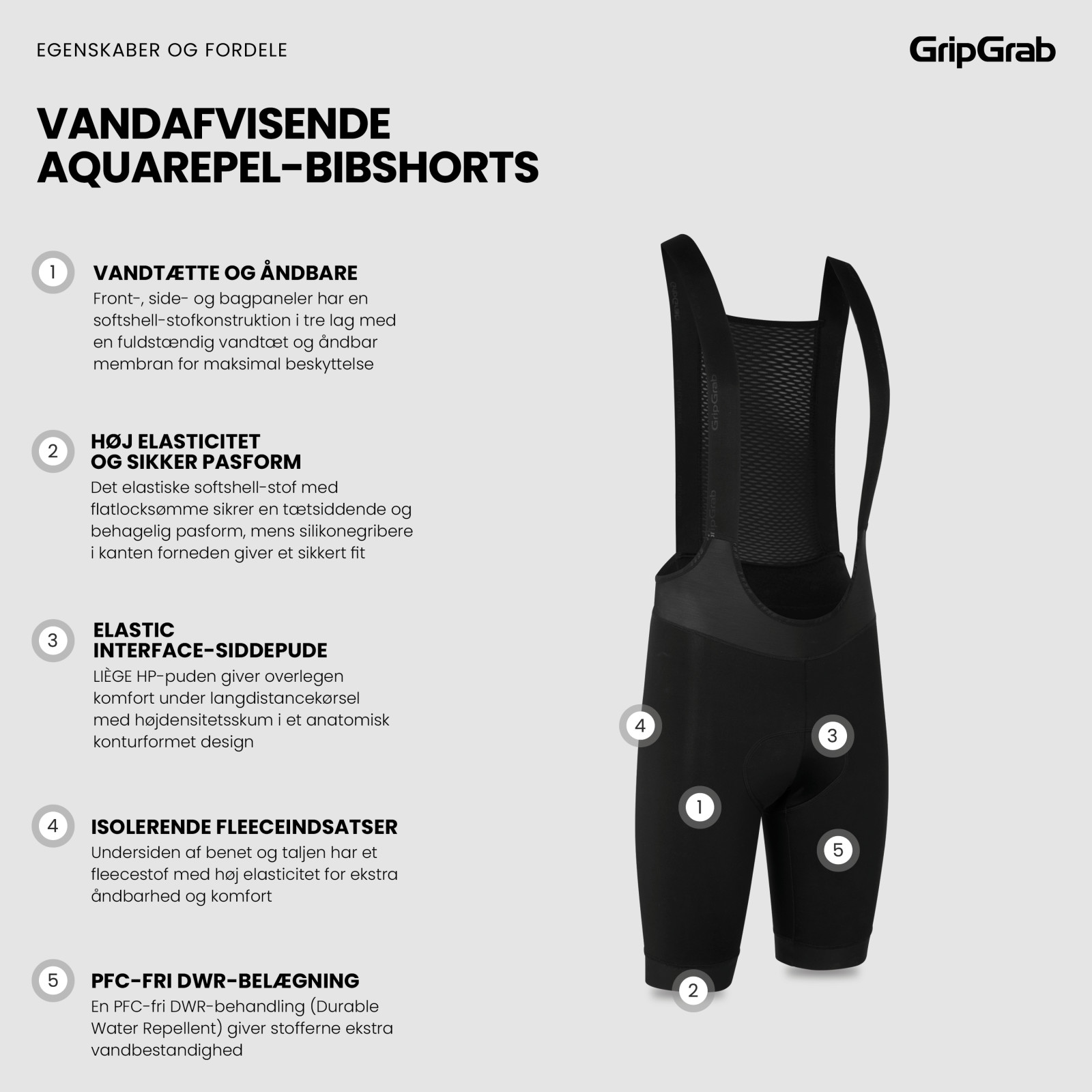 Beklædning - Cykelbukser - GripGrab Vandafvisende AquaRepel Bibshorts