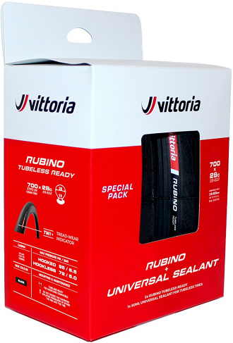 Reservedele - Cykeldæk - Vittoria Road Rubino V TP 700x28c/30c w/80ml Sealant (2 dæk + 2x80ml) - Black