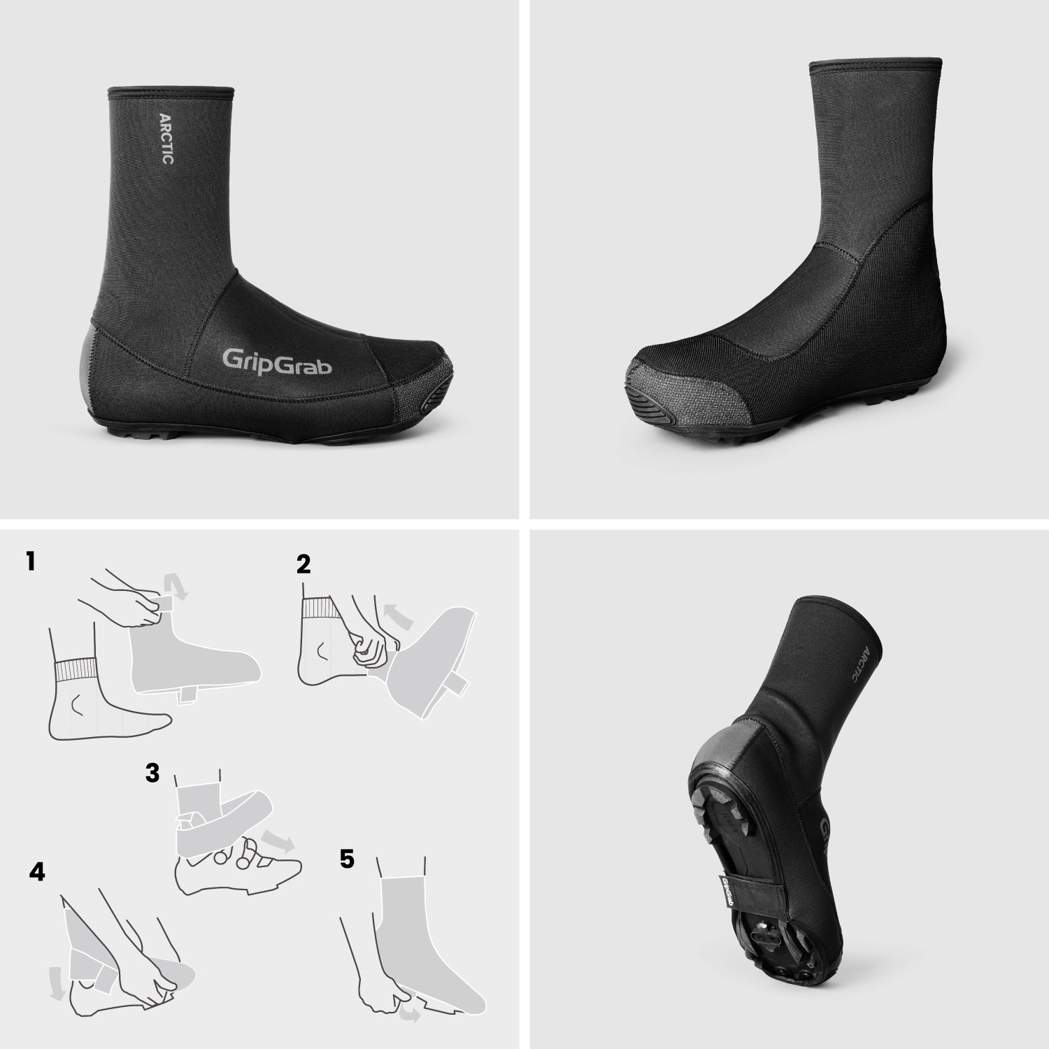 Beklædning - Skoovertræk - GripGrab Arctic 2 Vandtæt 'Deep Winter' Gravel Skoovertræk - Black