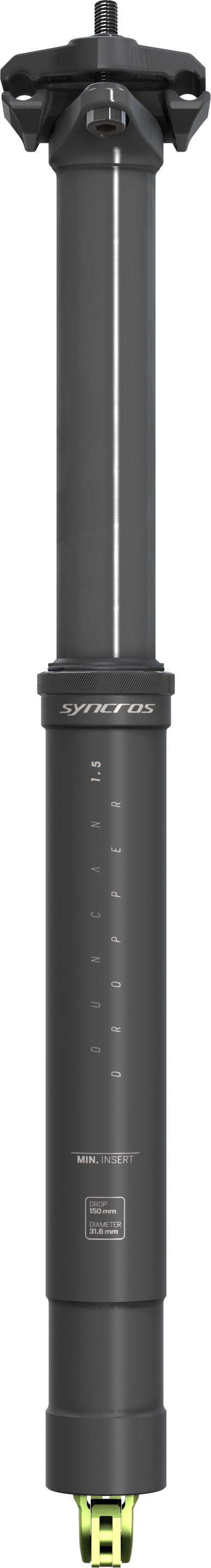 Reservedele - Sadelpind - Syncros S.post Duncan Dropper 1.5 125mm/200mm Sadelpind - 31.6mm - Sort
