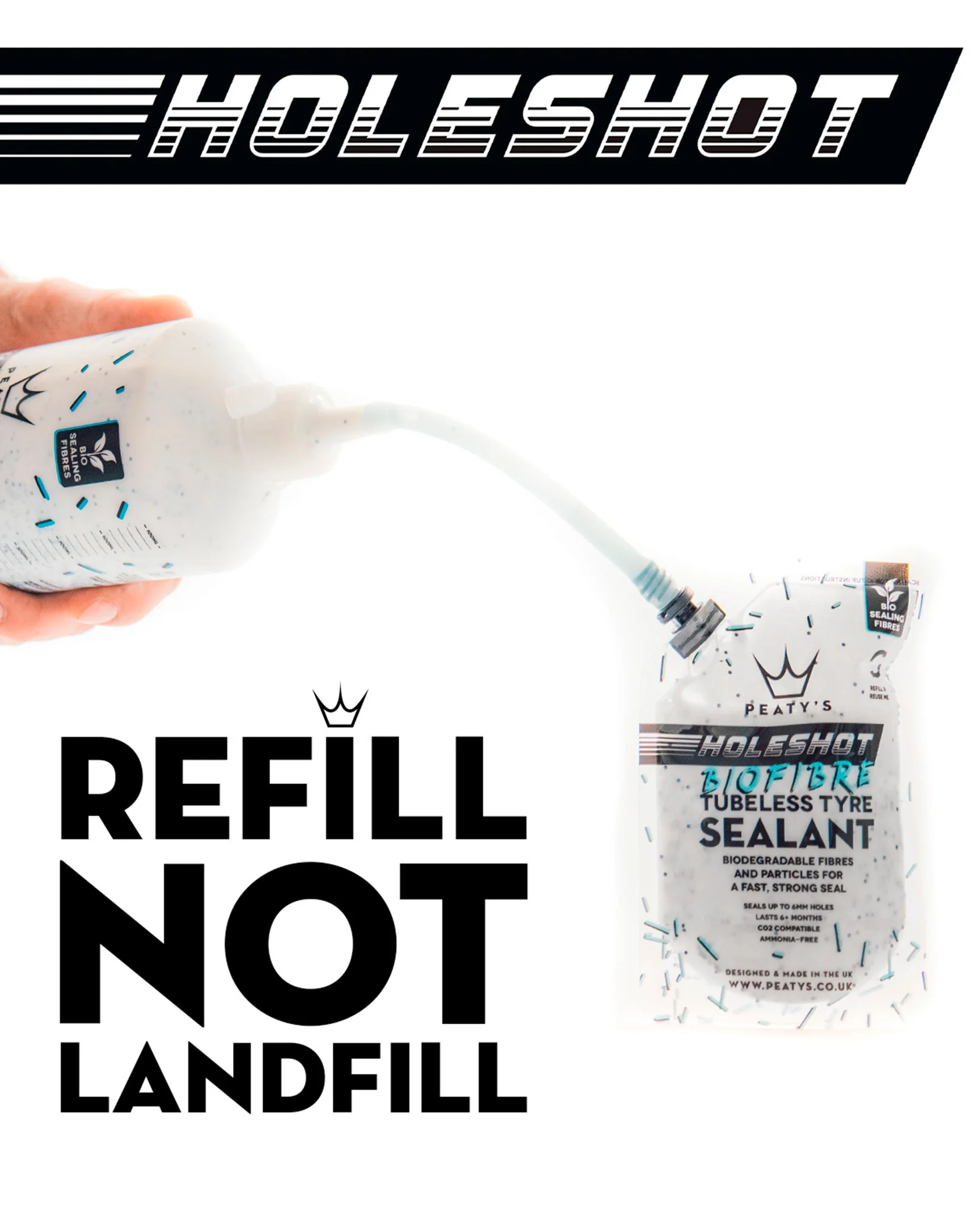 Reservedele - Tubeless - Peaty's Holeshot BioFibre Tubeless Sealant 1L