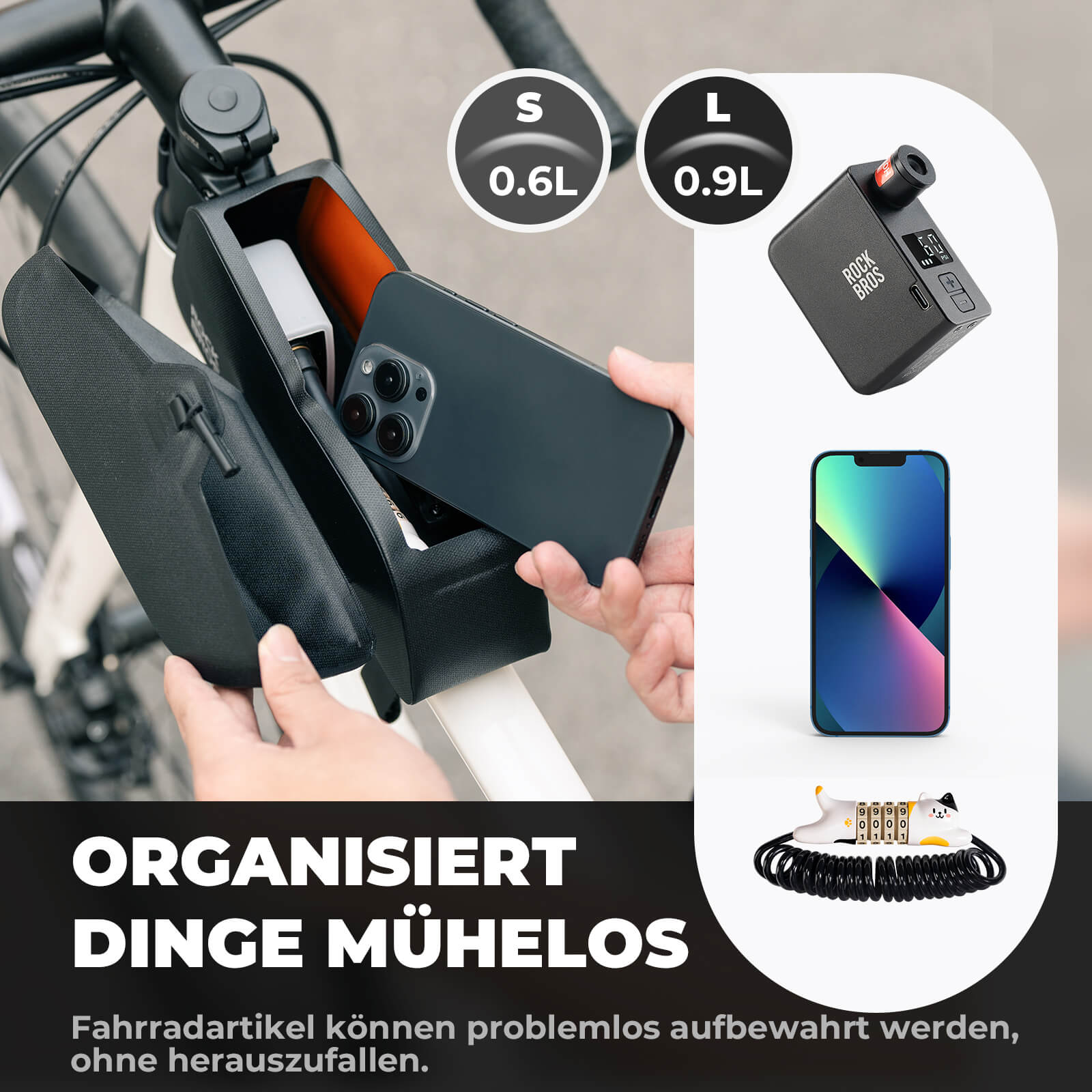 Tilbehør - Cykeltasker - RockBros Magnetisk Overrørstaske - Black