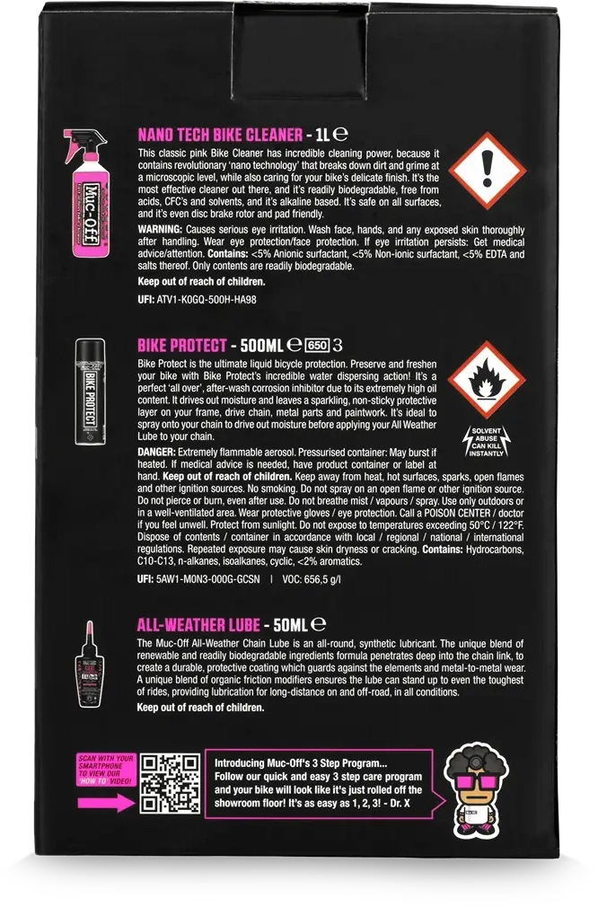 Tilbehør - Cykelpleje - Muc-Off Wash, Protect & Wet Lube Kit