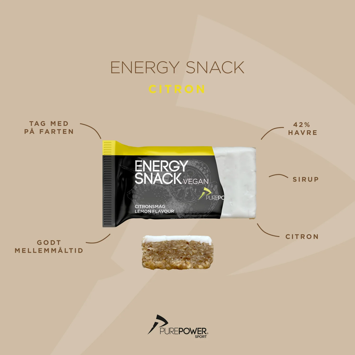 Tilbehør - Energiprodukter - Purepower Energy Snack Lemon - 50g