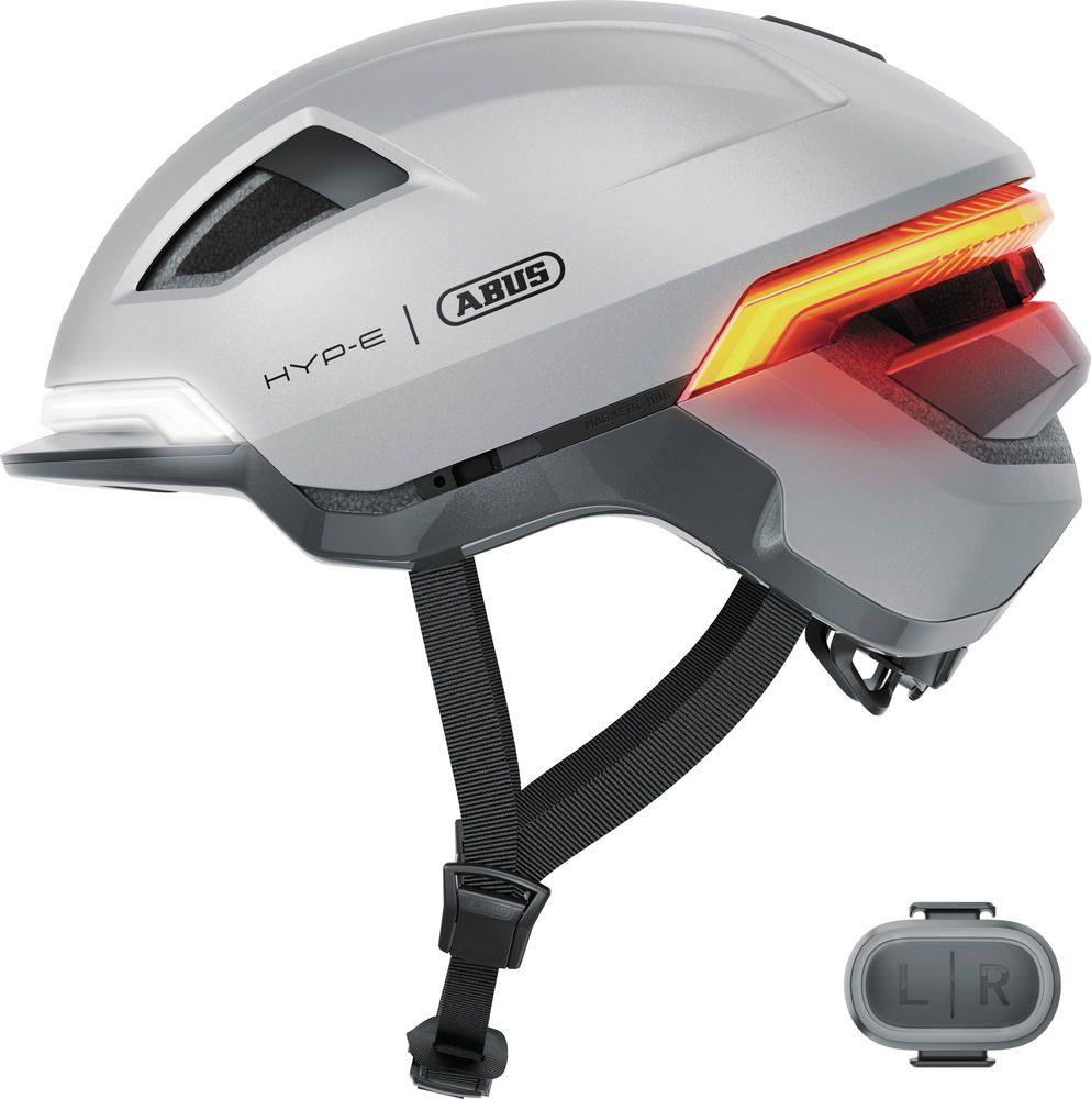 Beklædning - Cykelhjelme - Abus Hyp-E m. LED Lys - Gleam Silver