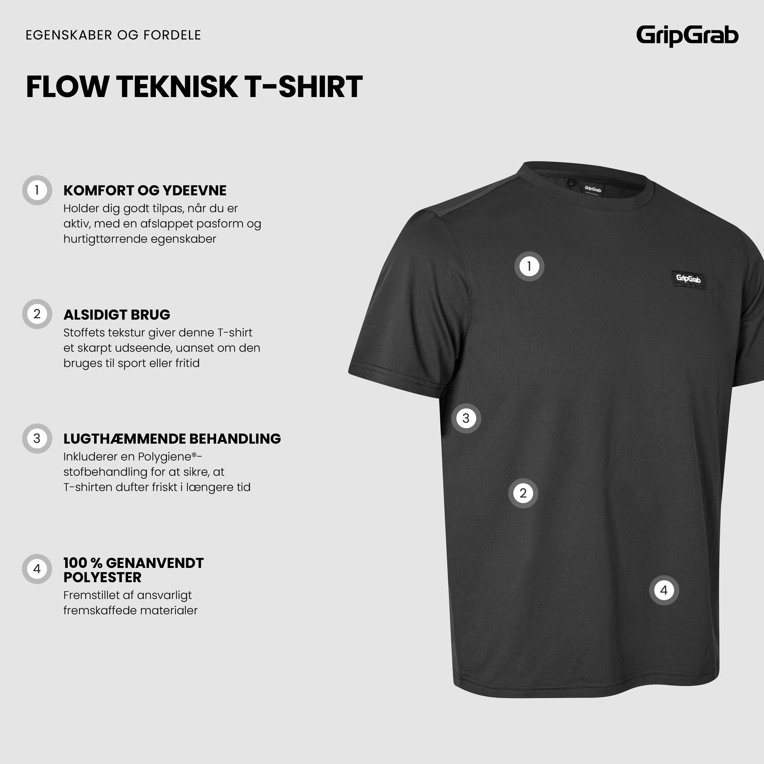 Beklædning - Merchandise - GripGrab Flow T-Shirt - Black