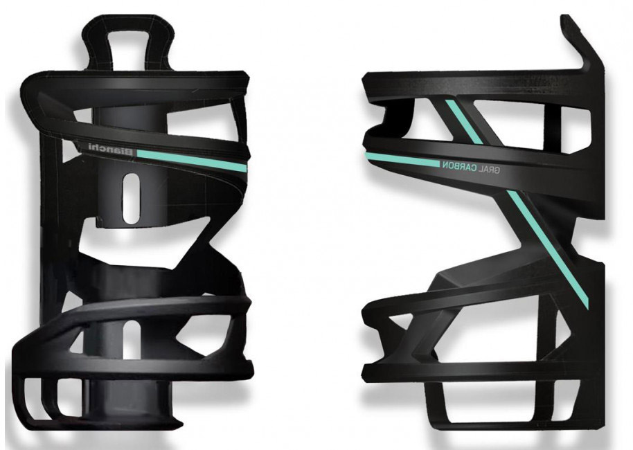 Tilbehør - Flaskeholdere - Bianchi Velomann Gral Carbon Dunkholder - Celeste-Black (Venstre)