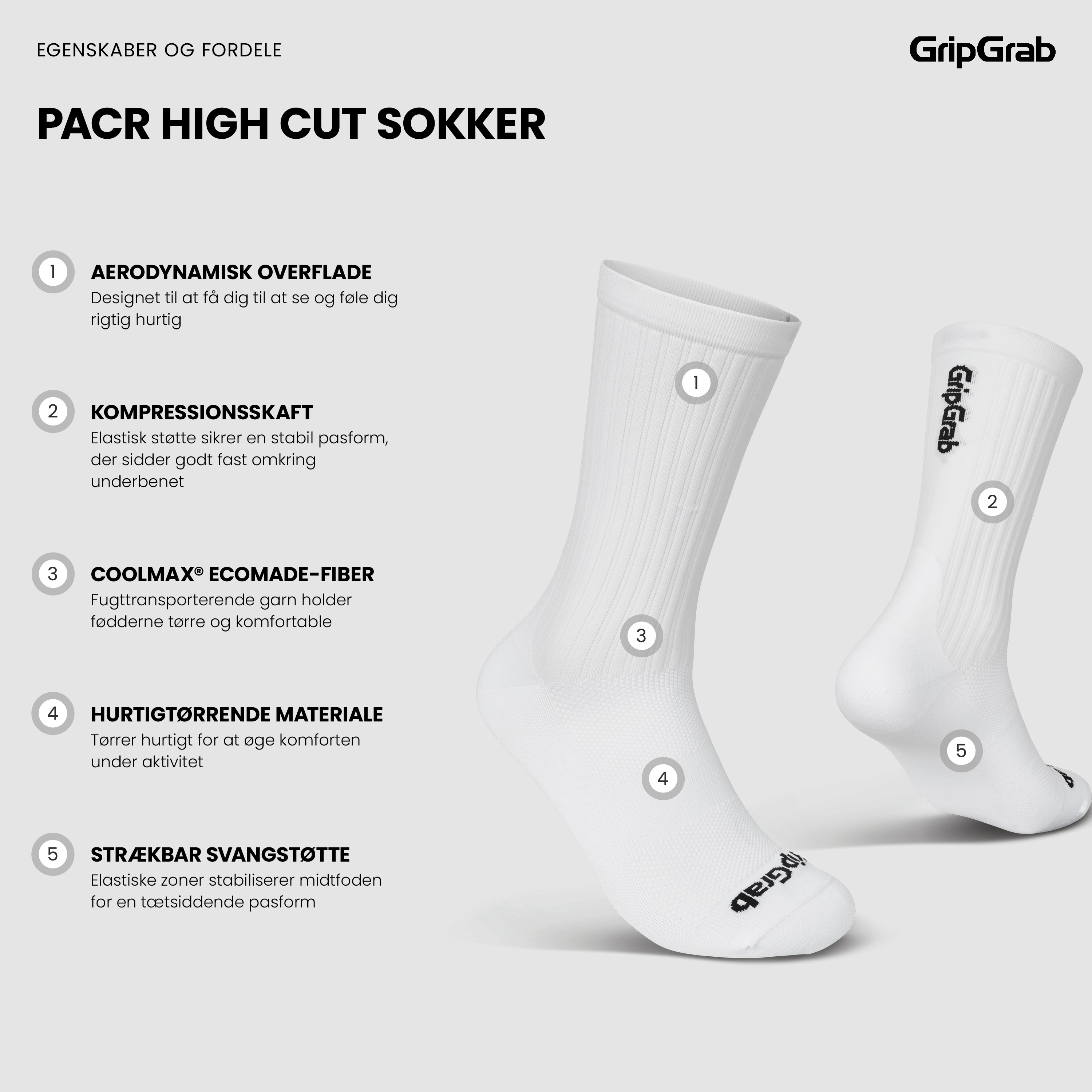 Beklædning - Sokker - GripGrab PACR High Cut Sokker - White