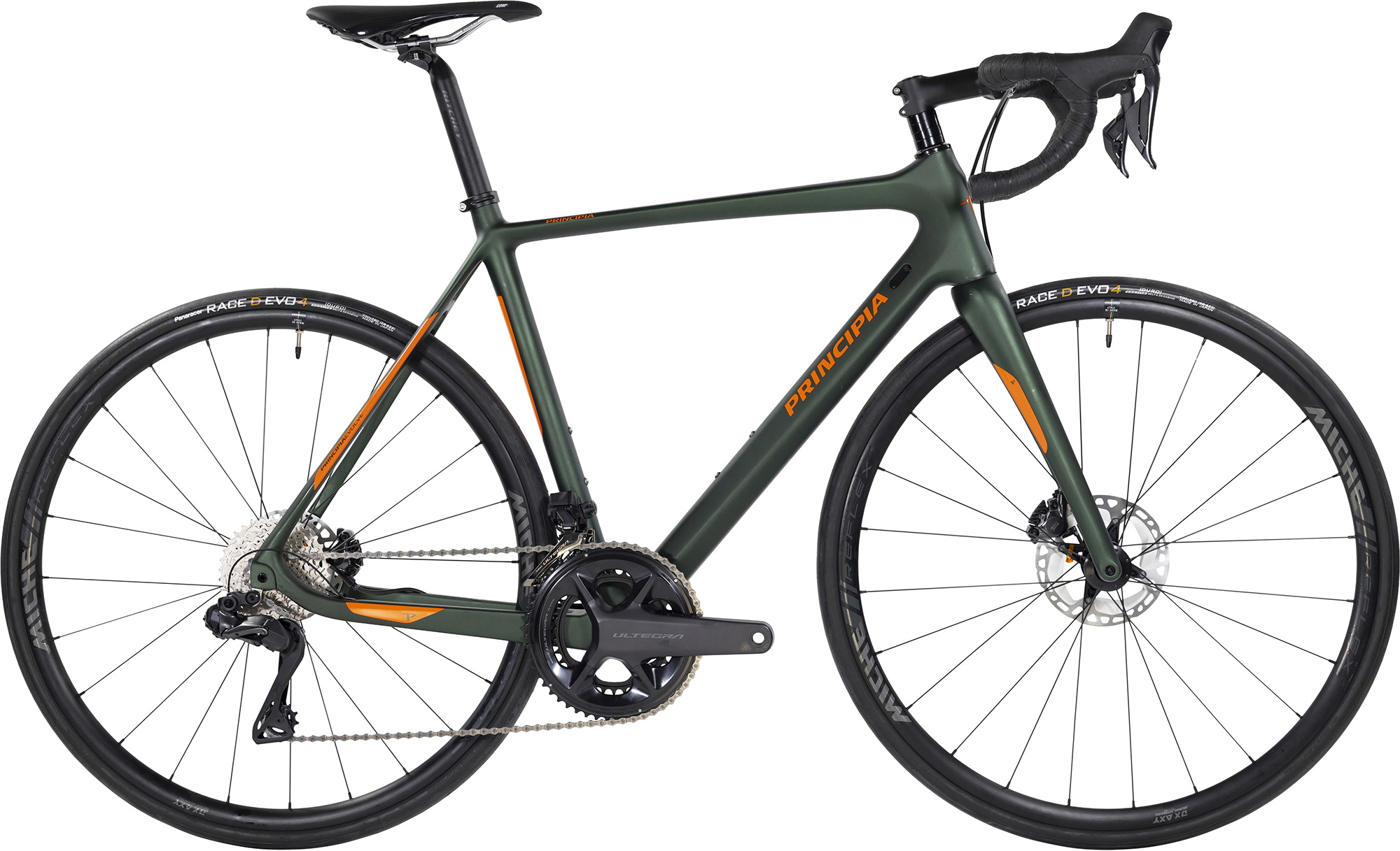 Principia Road Carbon 105 2026 - DI2 2x12sp 2026 - Mat Grøn m. Orange