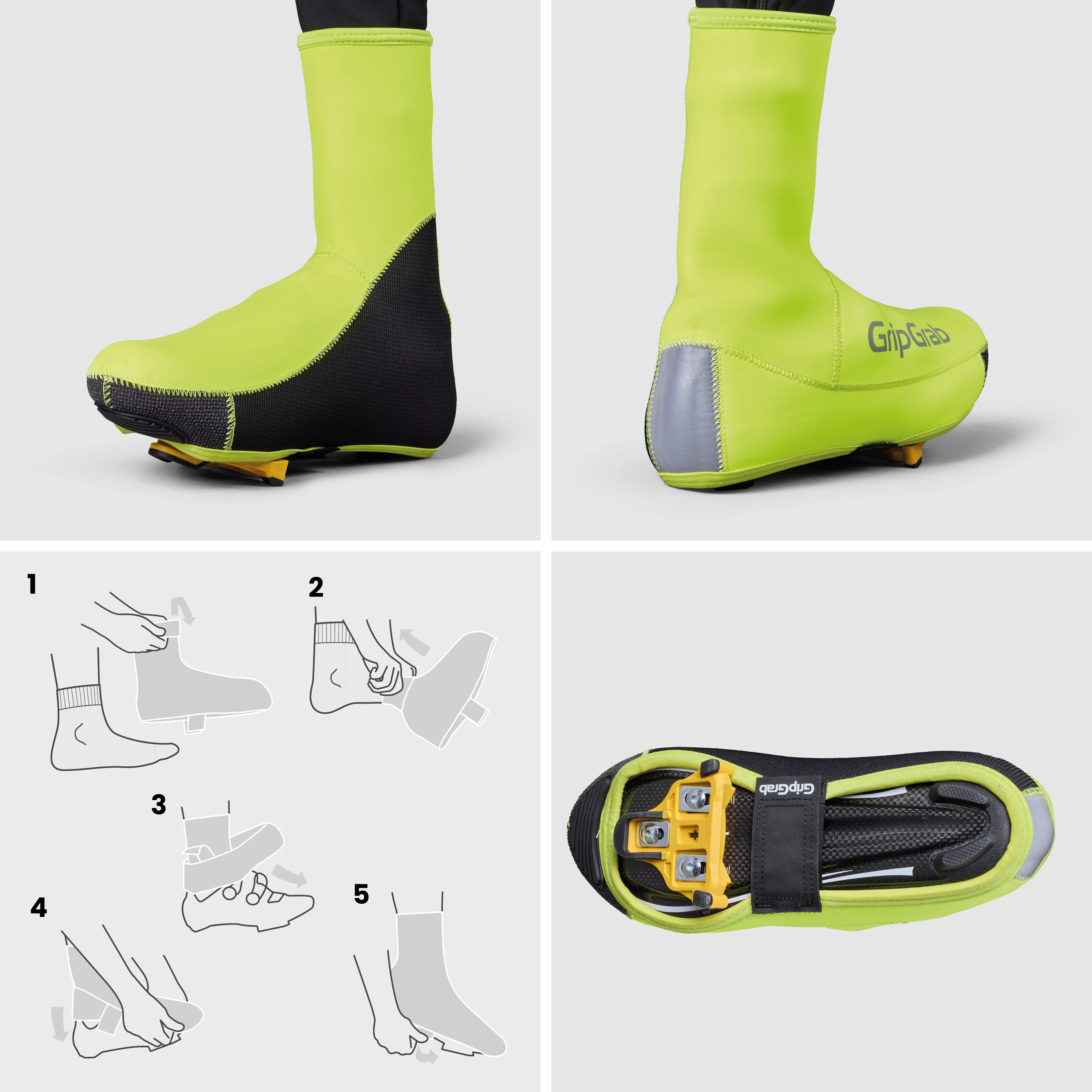 Beklædning - Skoovertræk - GripGrab PACR Vandtæt Winter Skoovertræk - Yellow Hi-Vis