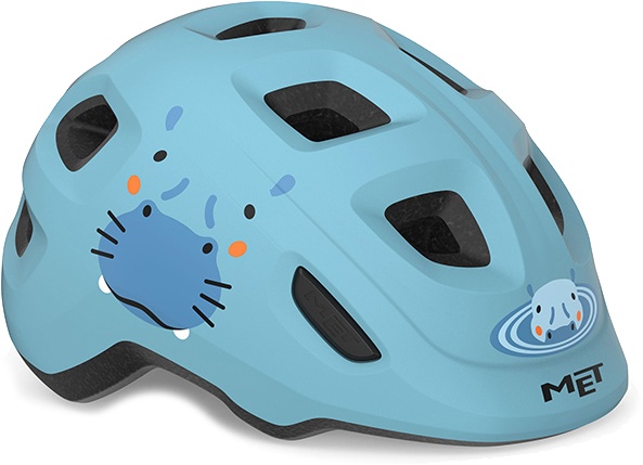 MET Helmet Hooray m. LED lys &quot;Green Buckle&quot; - Pale Blue Hippo