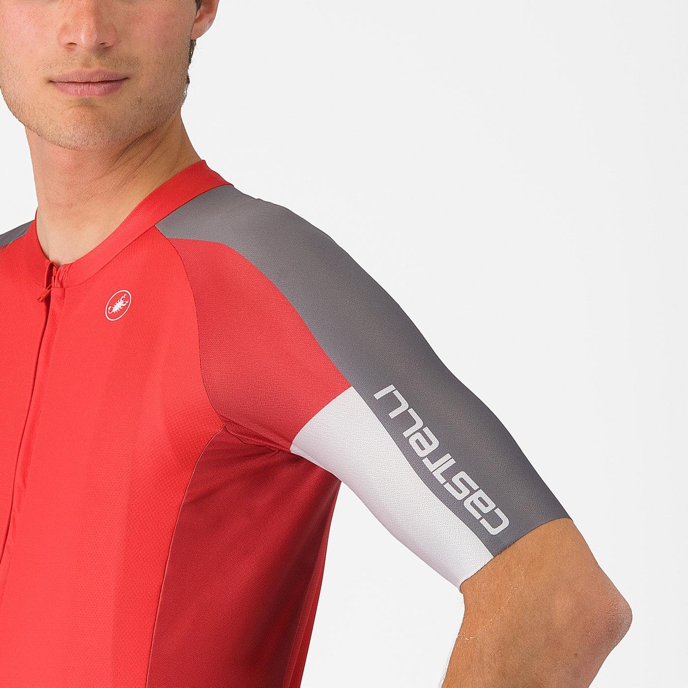 Beklædning - Cykeltrøjer - Castelli ENTRATA 6 Jersey - Red/Smoky Gray-Silver