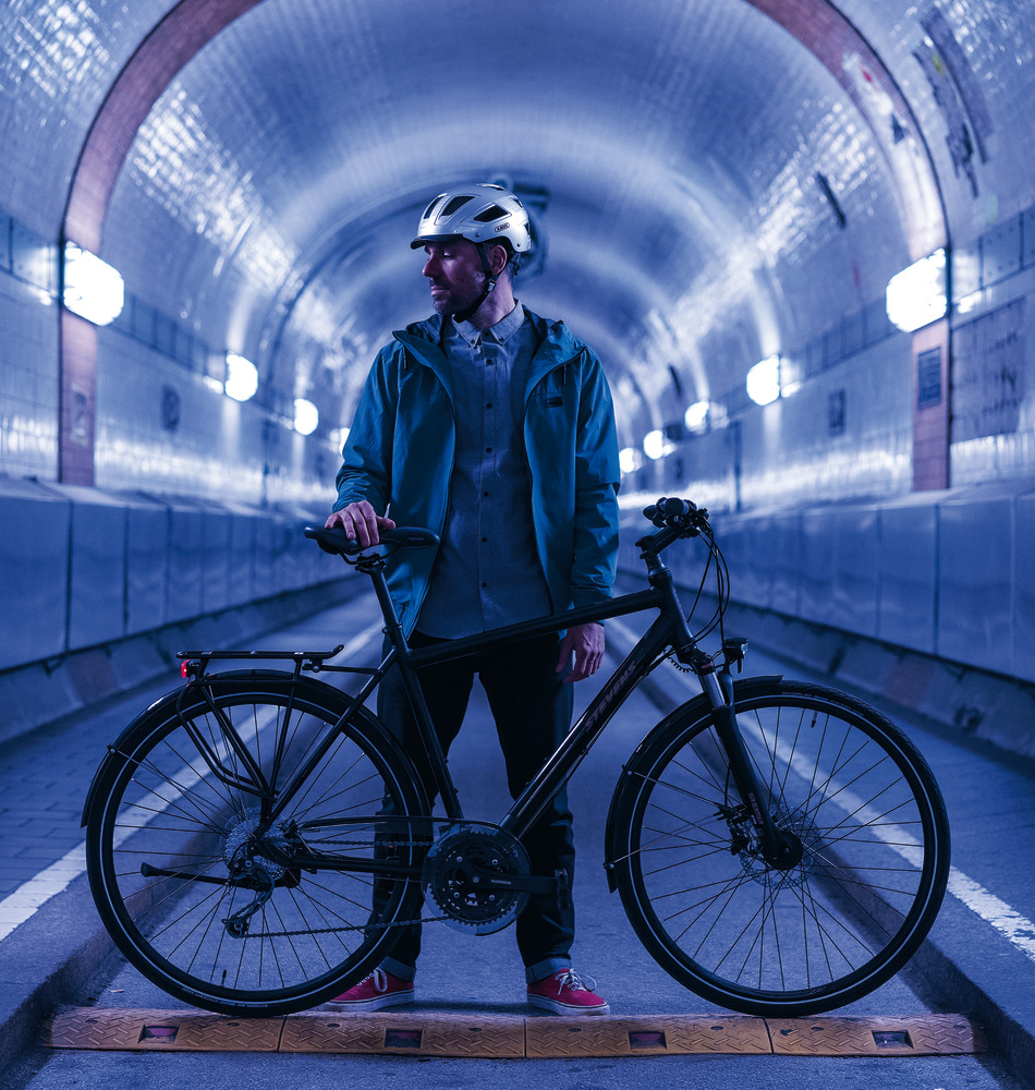 Beklædning - Cykelhjelme - Abus Hyban 2.0 Signal m. LED - Sølv