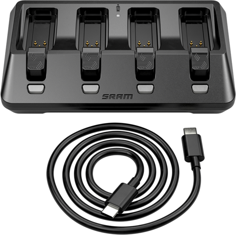 Reservedele - Gearvælgere - SRAM AXS/eTap 4-port batterioplader – USB‑C, inkl. kabel
