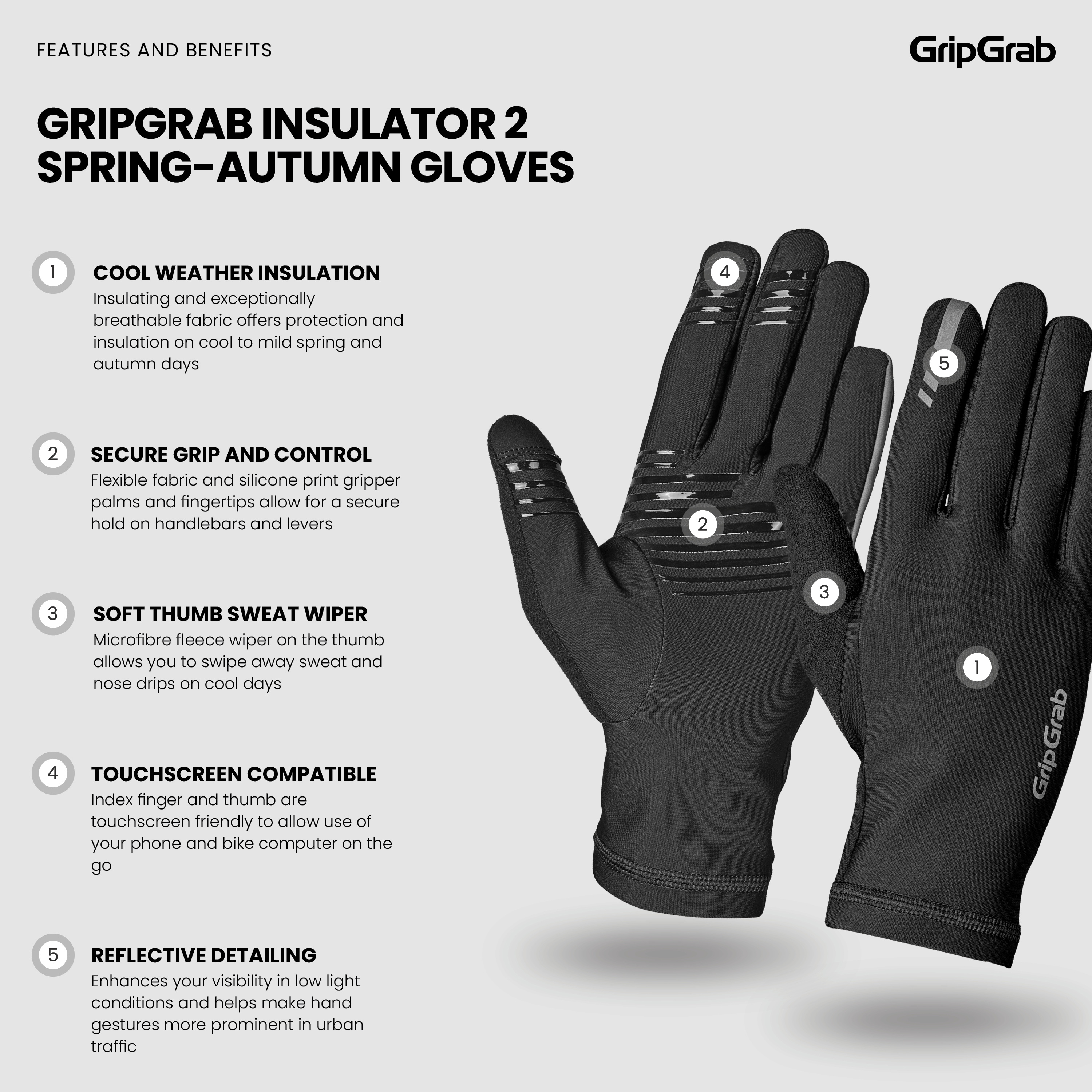 Beklædning - Cykelhandsker - GripGrab Insulator 2 overgangshandsker - Sort