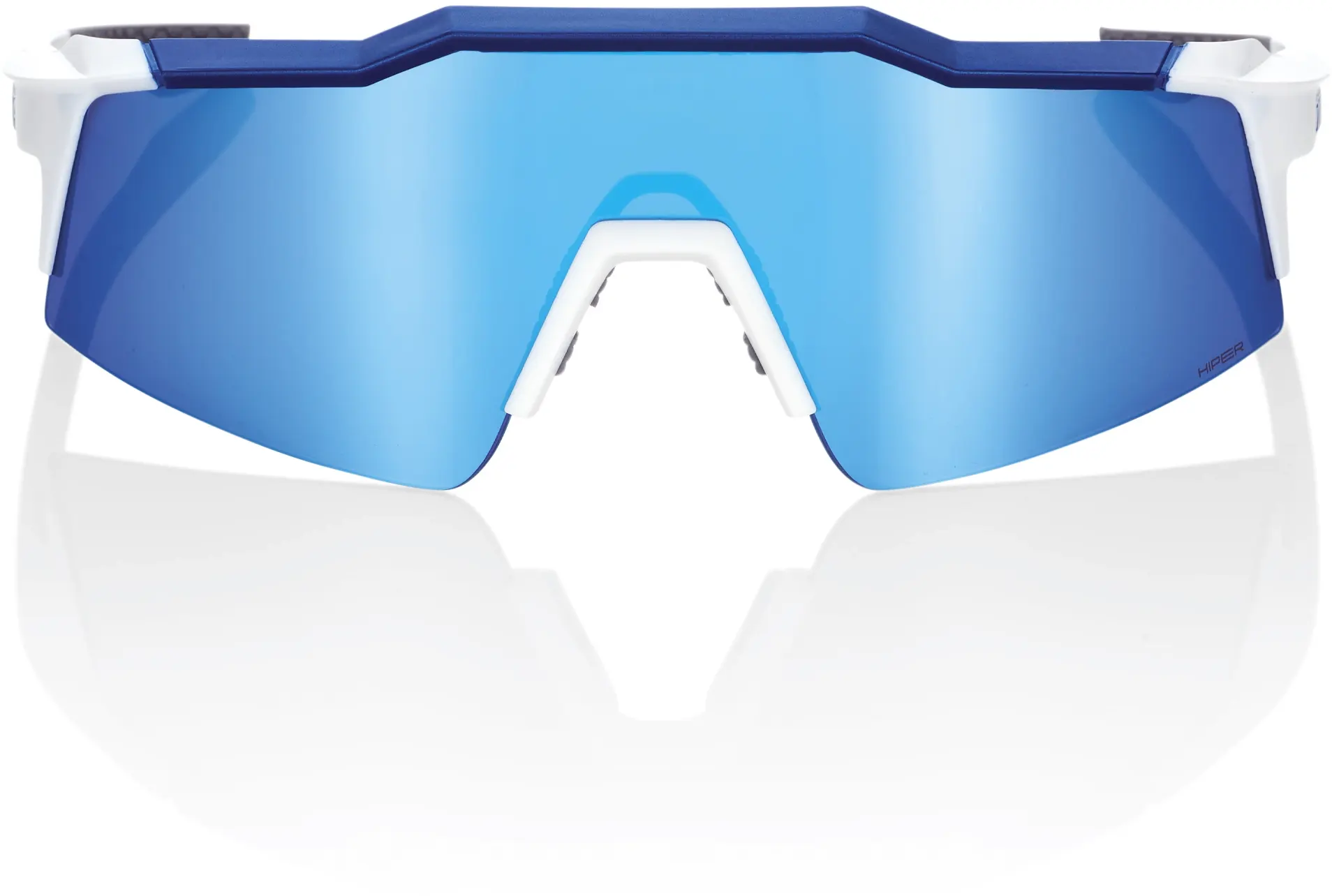 Beklædning - Cykelbriller - 100% SPEEDCRAFT SL - Matte White/Metallic Blue - HiPER Blue Multilayer Mirror Lens