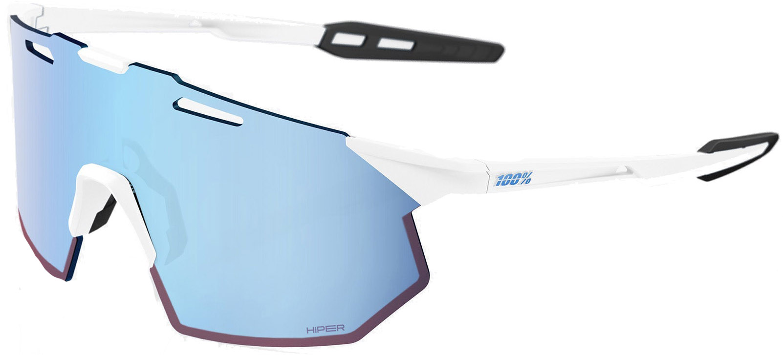 100% HYPERCRAFT SQ Cykelbriller – Soft Tact White – HiPER Blue Multilayer Lens