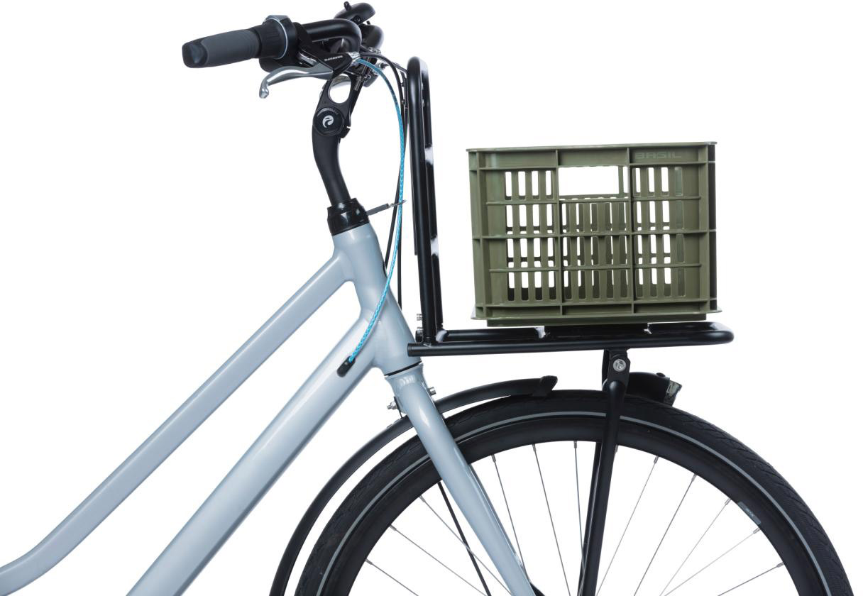 Tilbehør - Cykelkurve - Basil Crate i Genanvendt Plast 17.5L 40x30x20cm (MIK-AVS-Racktime adapter kompatibel) - Grøn
