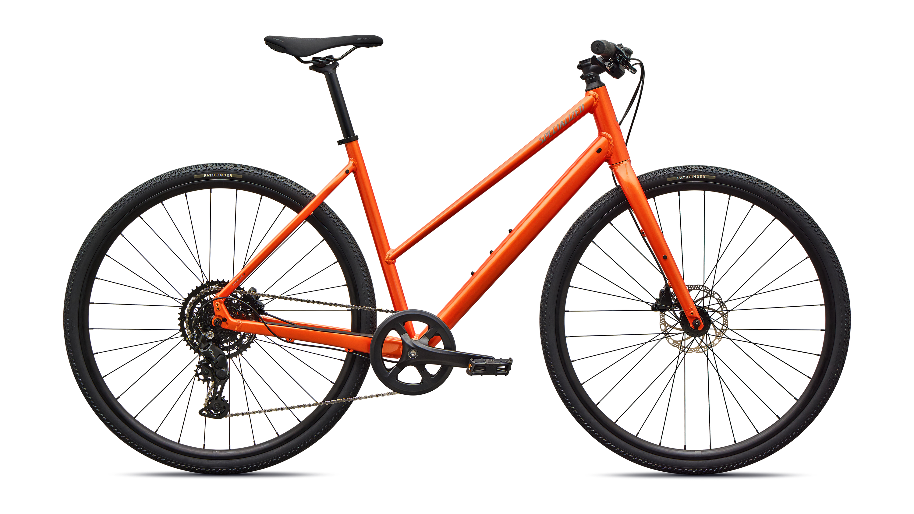 Cykler - Damecykler - Specialized Sirrus X 2.0 Step-Through 2027 - Gloss Tangerine / Shadow Silver